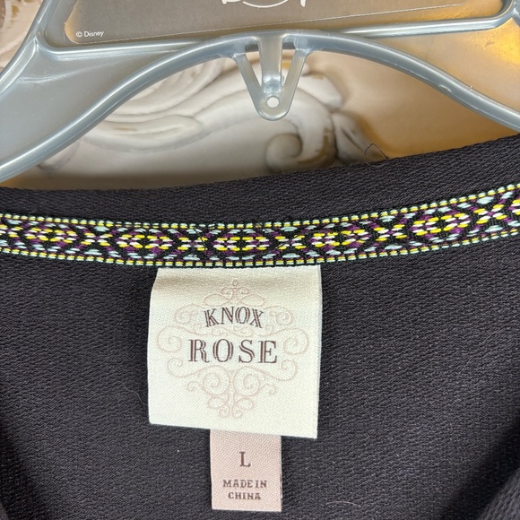 Knox Rose Coal Gray Boho Floral Embroidered Pullover Sweatshirt L - Picture 3 of 3